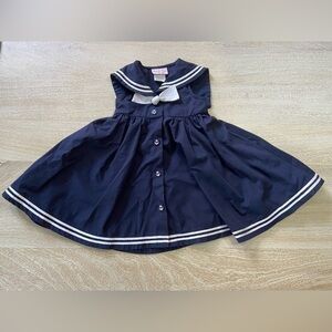 Emma Kate Sailor Navy White Dress Bow Details Full Skirt Cotton Blend Girls 2T